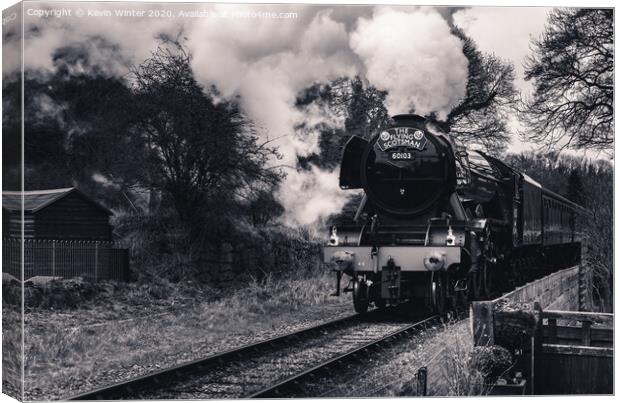 Flying Scotsman in Black and white Canvas Print by Kevin Winter