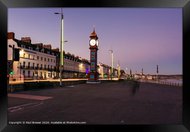 Weymouth Jubilee Clock at Sunset Framed Print by Paul Brewer
