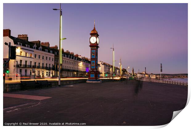 Weymouth Jubilee Clock at Sunset Print by Paul Brewer