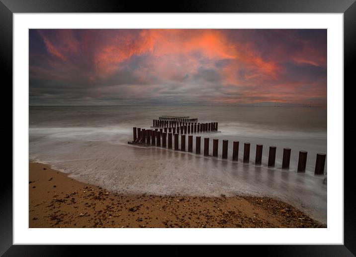 Serene Sunset over Caister Beach Framed Mounted Print by Kevin Snelling