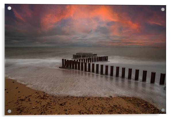 Serene Sunset over Caister Beach Acrylic by Kevin Snelling