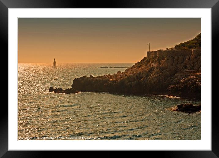 Cap d'Antibes at Sunset Framed Mounted Print by David Mather