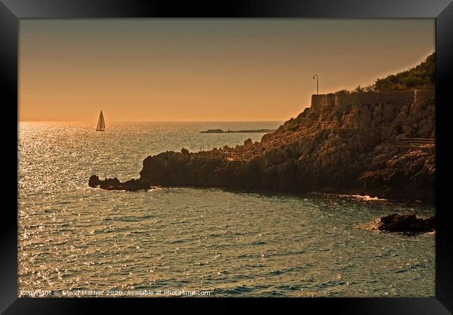 Cap d'Antibes at Sunset Framed Print by David Mather