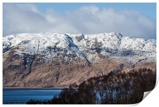 Creach Bheinn across Loch Linnhe Scotland Print by Nick Jenkins