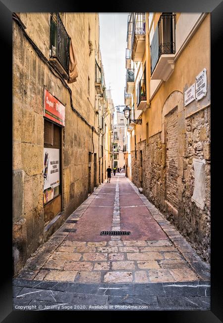 Peaceful Alleyway in Tarragona Framed Print by Jeremy Sage