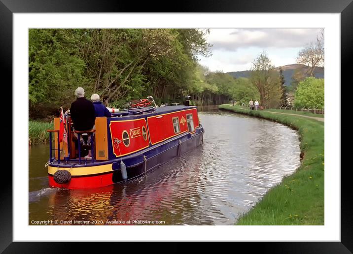 Sailing away on the canal Framed Mounted Print by David Mather