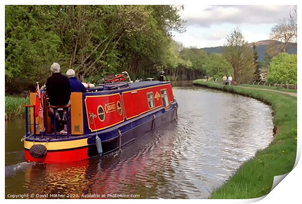 Sailing away on the canal Print by David Mather