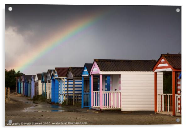 Rainbow over the Beach Huts Acrylic by Heidi Stewart