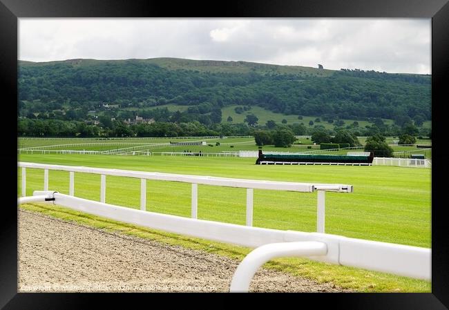 looking out across Cheltenham Race Course Framed Print by andrew gardner
