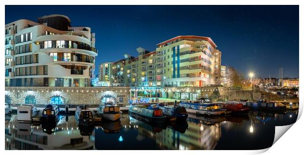 Bristol Apartments and canal boats Print by Dean Merry