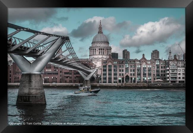 Millennium Bridge, London Framed Print by Tom Curtis