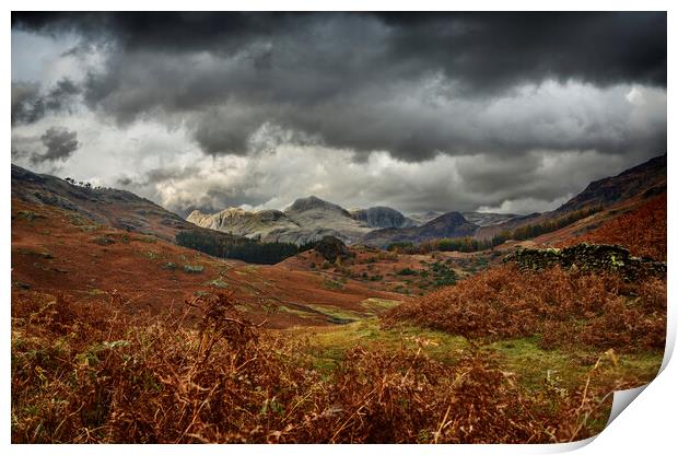 Langdale Pikes Cumbria UK Print by Maggie McCall