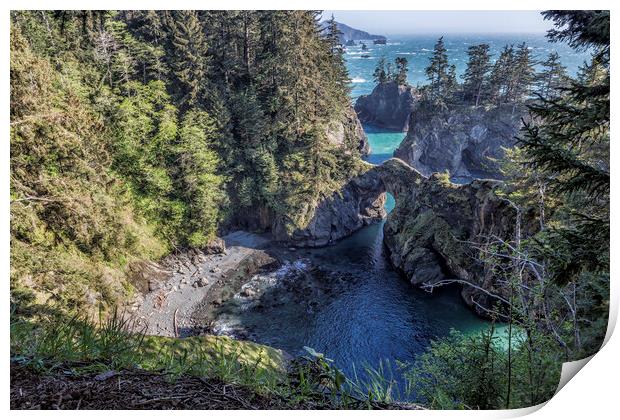Natural Bridges on The Oregon Coast from the North Print by Belinda Greb