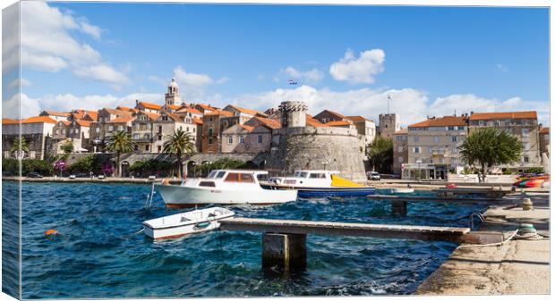 Choppy waters next to Korcula old town Canvas Print by Jason Wells