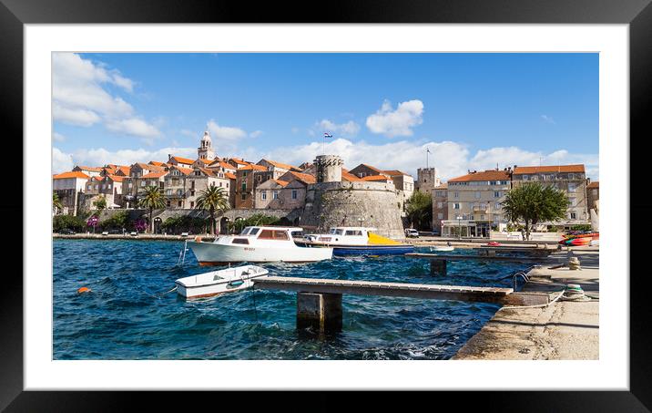Choppy waters next to Korcula old town Framed Mounted Print by Jason Wells