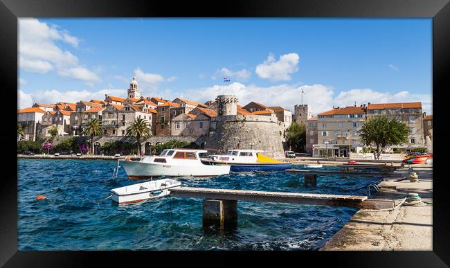 Choppy waters next to Korcula old town Framed Print by Jason Wells