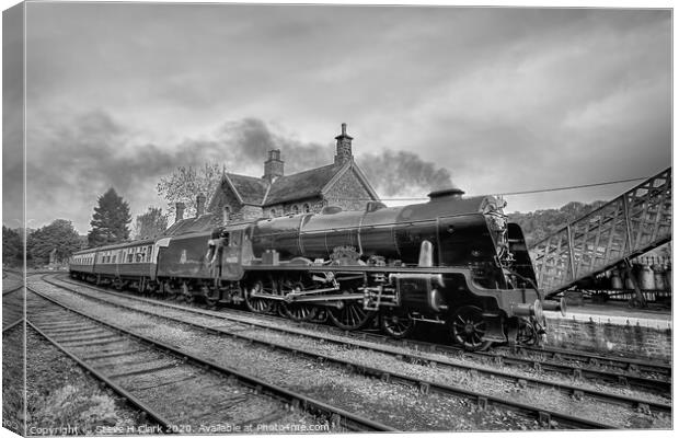 46100 Royal Scot  - Black and White Canvas Print by Steve H Clark