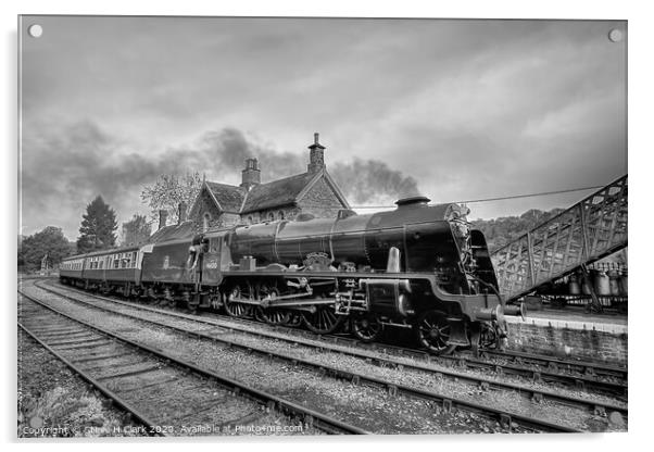 46100 Royal Scot  - Black and White Acrylic by Steve H Clark
