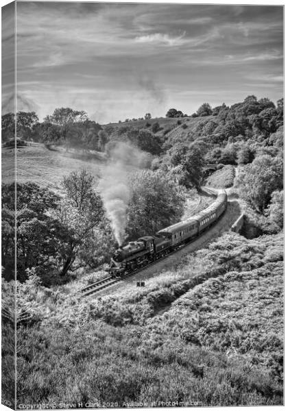 North Yorkshire Moors Railway - Black and White Canvas Print by Steve H Clark