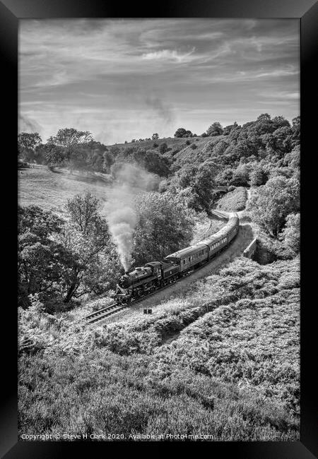 North Yorkshire Moors Railway - Black and White Framed Print by Steve H Clark