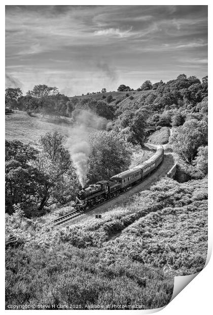 North Yorkshire Moors Railway - Black and White Print by Steve H Clark