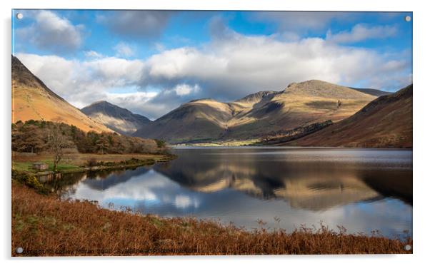 Reflections at Wastwater Acrylic by Lesley Moran