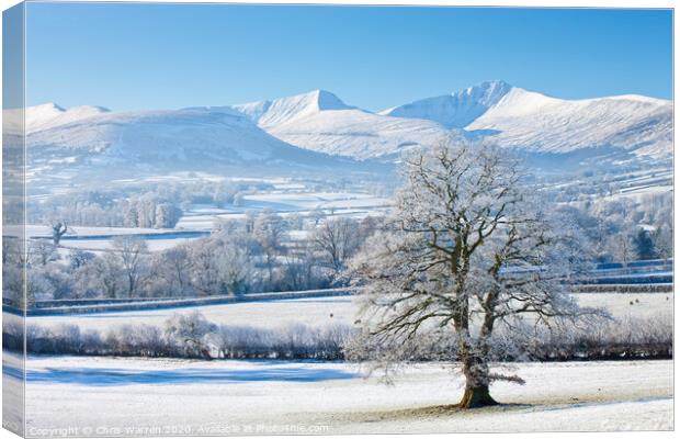 Snow on the Brecon Beacons Canvas Print by Chris Warren