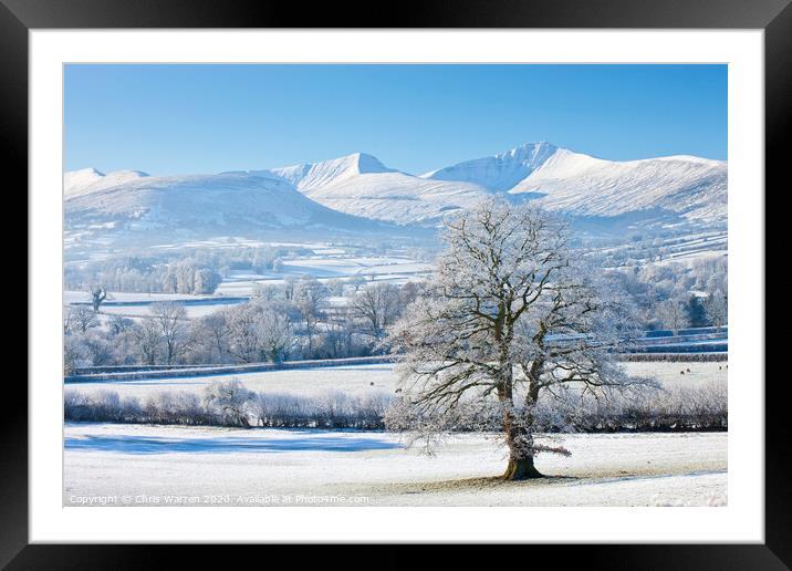 Snow on the Brecon Beacons Framed Mounted Print by Chris Warren