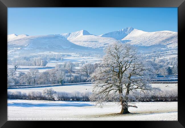 Snow on the Brecon Beacons Framed Print by Chris Warren