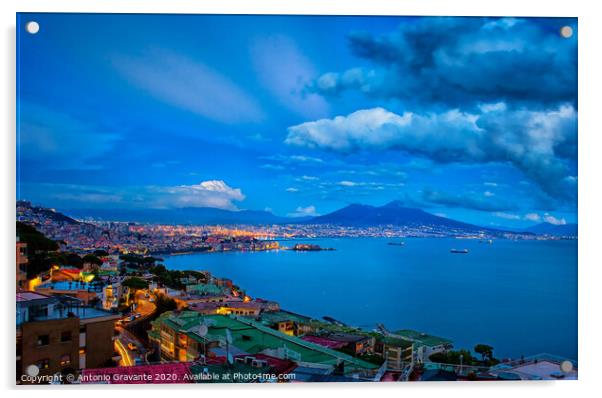 Naples by Night Acrylic by Antonio Gravante