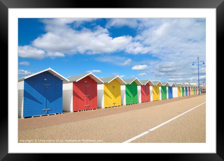 Beach huts in Eastbourne Framed Mounted Print by Chris Harris