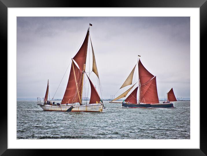 Thames Barges in the estuary off Southend on Sea, Essex, UK. Framed Mounted Print by Peter Bolton