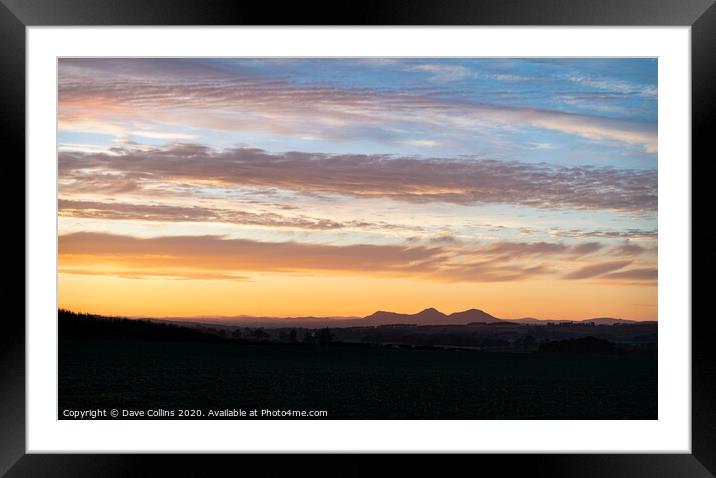 The Eildon hills at Sunset, Scottish Borders, UK Framed Mounted Print by Dave Collins