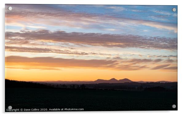 The Eildon hills at Sunset, Scottish Borders, UK Acrylic by Dave Collins