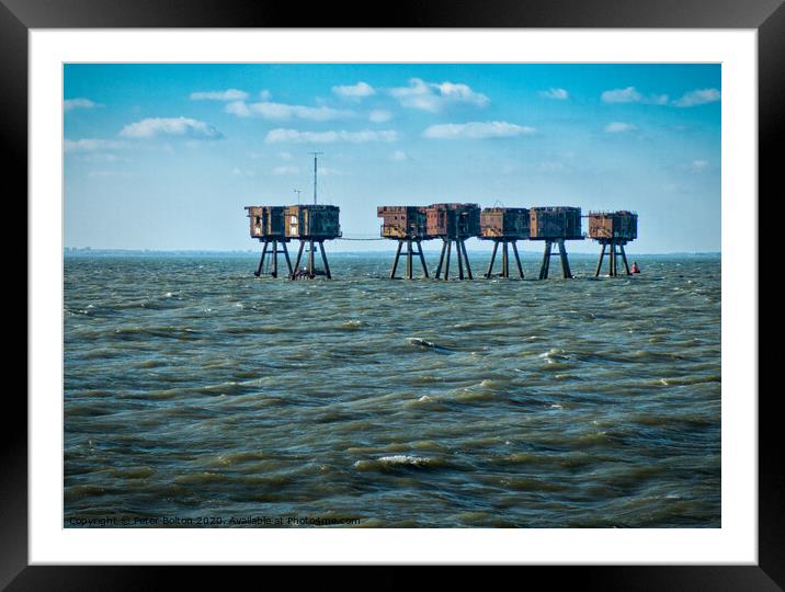 Thames estuary WWII forts at Red Sands. Army/Navy Maunsell forts Framed Mounted Print by Peter Bolton