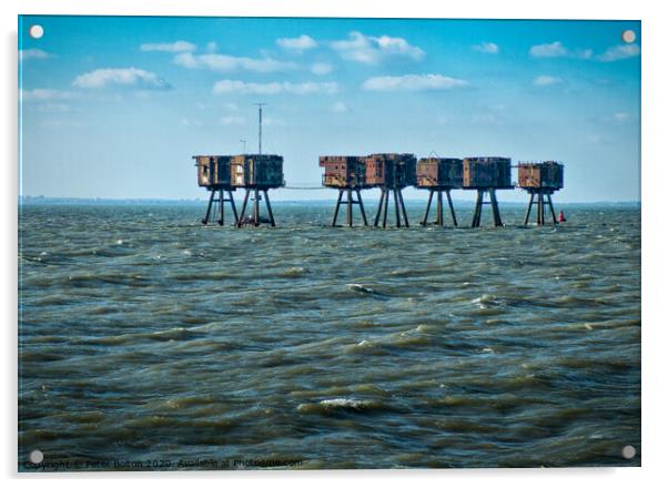 Thames estuary WWII forts at Red Sands. Army/Navy Maunsell forts Acrylic by Peter Bolton