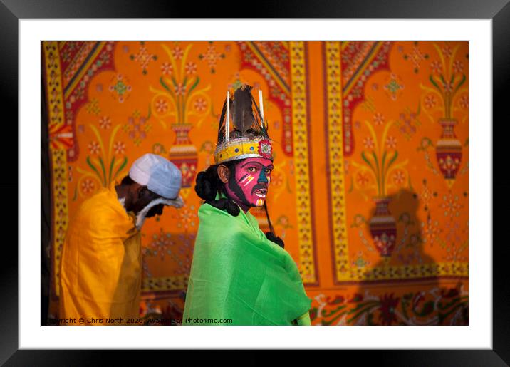 Dances in traditional costume at the Camel fair Jaisalmer, India. Framed Mounted Print by Chris North