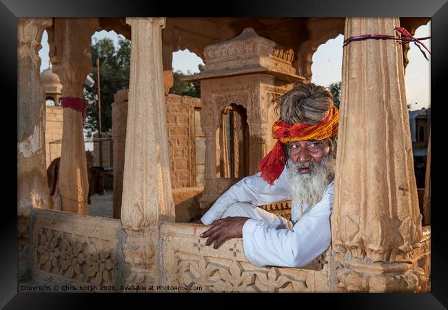 Jaisalmer Guru. Framed Print by Chris North