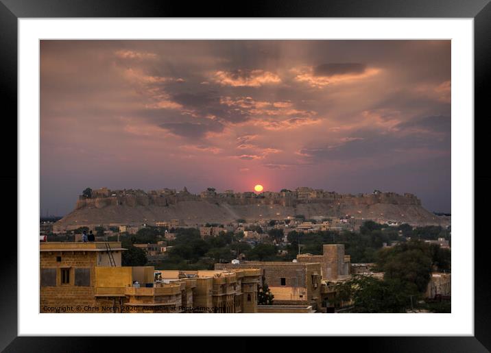 Sunset at Jaisalmer Fort, India. Framed Mounted Print by Chris North
