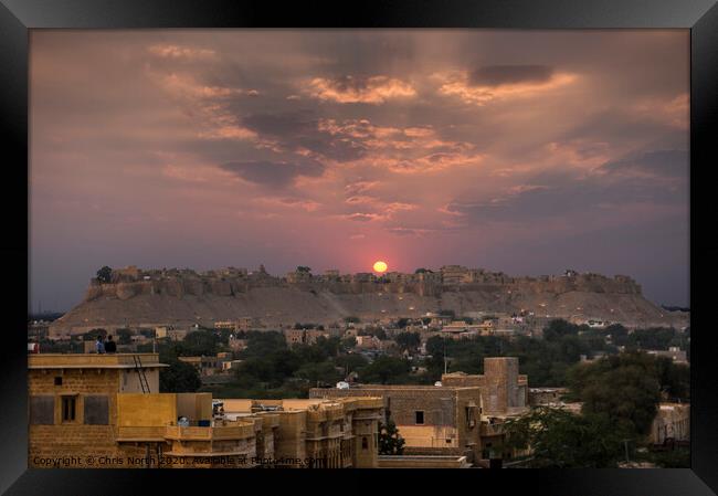 Sunset at Jaisalmer Fort, India. Framed Print by Chris North