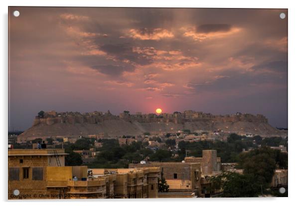 Sunset at Jaisalmer Fort, India. Acrylic by Chris North
