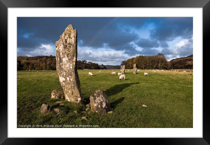 Nether Largie Standing Stones Framed Mounted Print by Chris Drabble