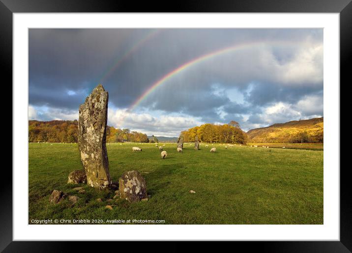 Nether Largie Standing Stones Framed Mounted Print by Chris Drabble