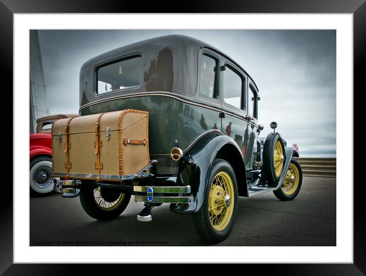 Vintage car on display at a classic and vintage car shown seafront, Southend on Sea, Essex, UK. Framed Mounted Print by Peter Bolton