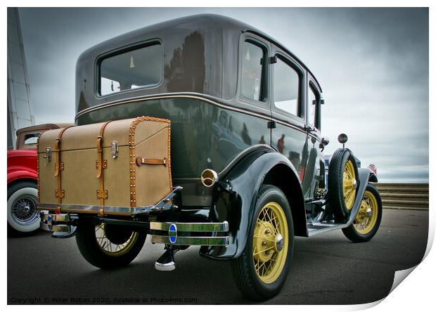 Vintage car on display at a classic and vintage car shown seafront, Southend on Sea, Essex, UK. Print by Peter Bolton