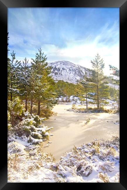 Scottish Highlands Snowy Mountain Framed Print by DHWebb Art