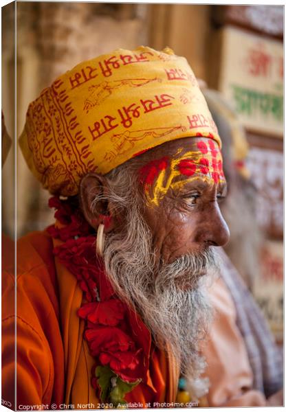 Portrait of a religious man, Jaisalmer India. Canvas Print by Chris North