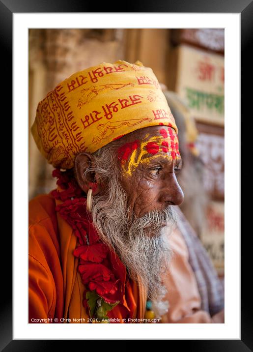 Portrait of a religious man, Jaisalmer India. Framed Mounted Print by Chris North