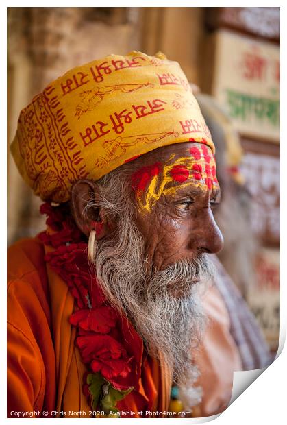Portrait of a religious man, Jaisalmer India. Print by Chris North