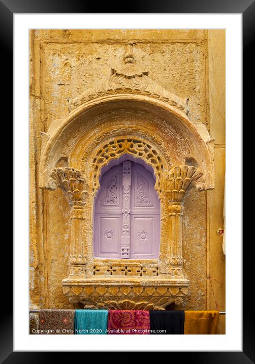 Rustic sandstone window, Jaisalmer, India,  Framed Mounted Print by Chris North